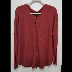 Womens Waffle Knit Long Sleeve